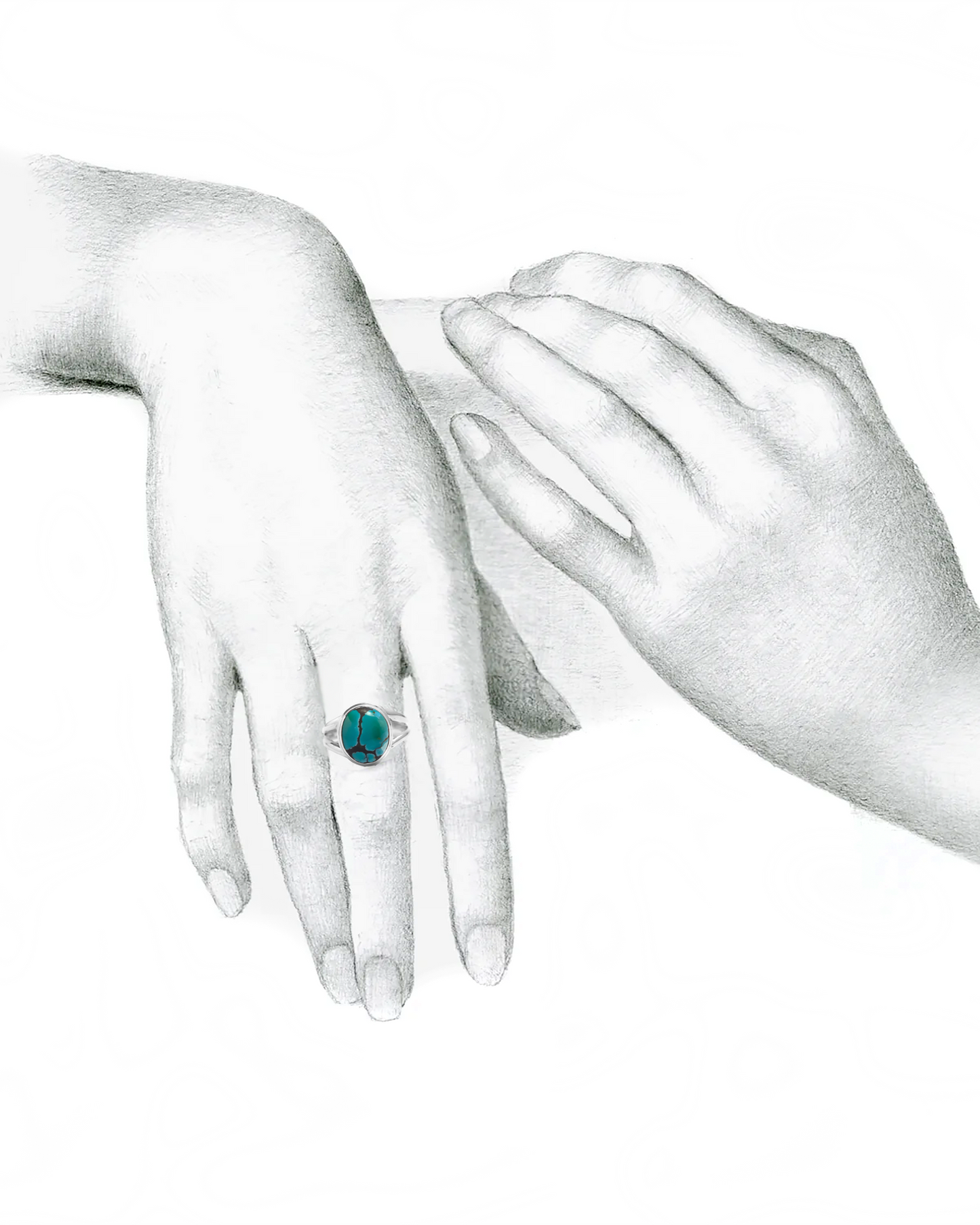 Turquoise Ring - 925 Silver - Size US 7