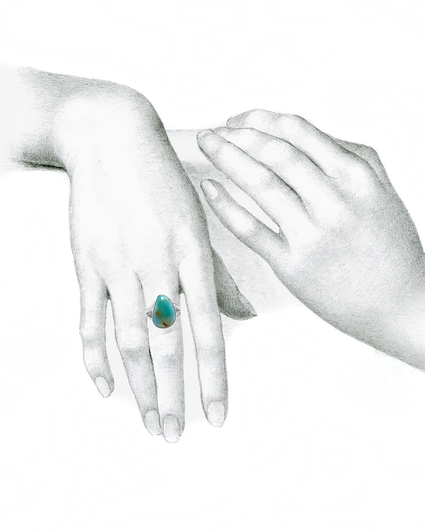 Turquoise Ring - 925 Silver - Size P