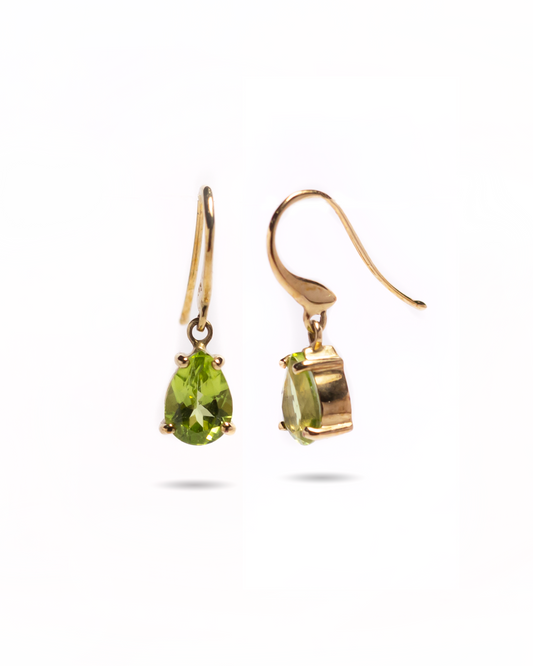 9ct Yellow Gold Peridot Drop Earrings