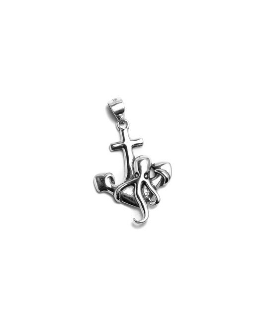 Anchor and octopus pendant in silver