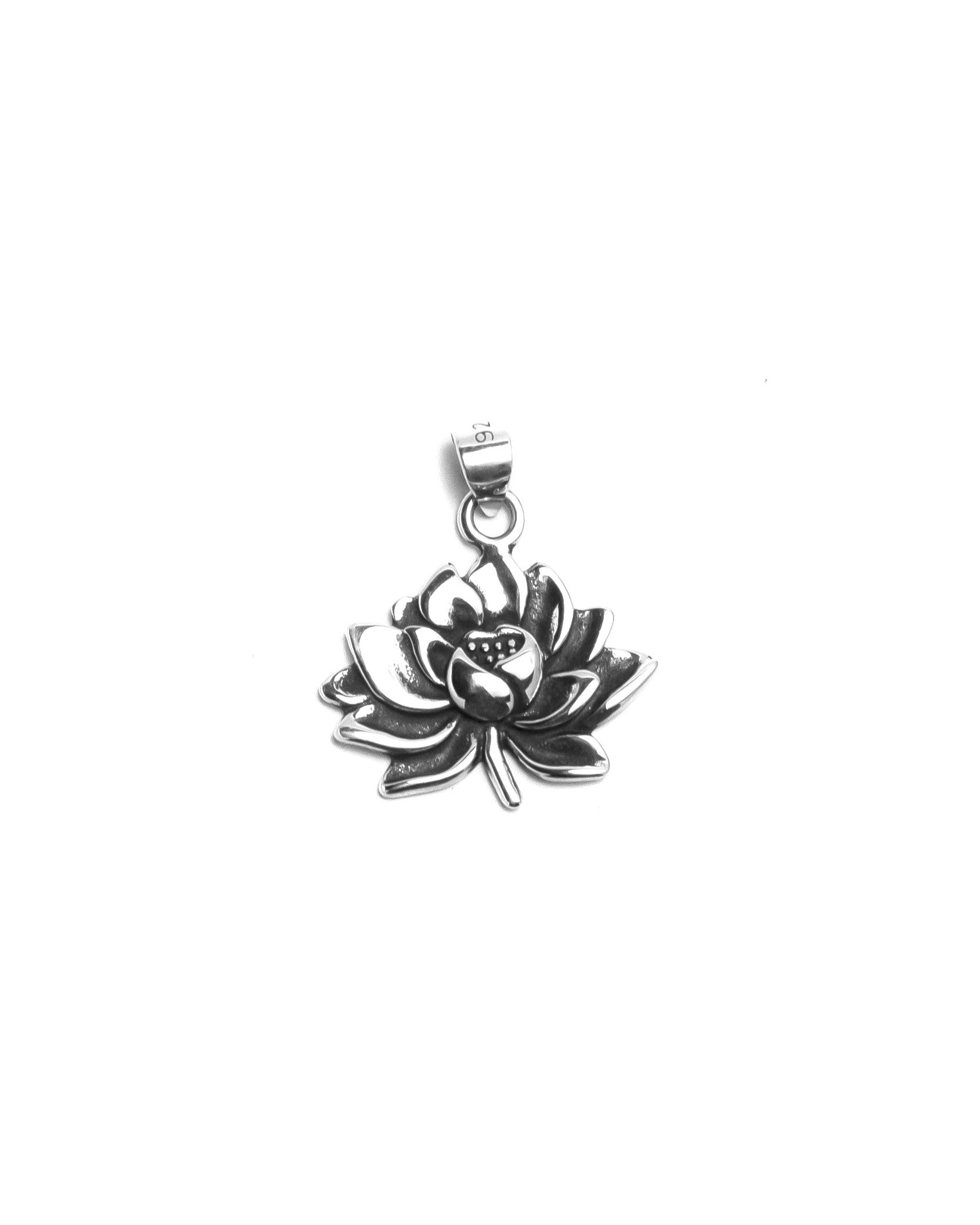 lotus flower pendant in silver
