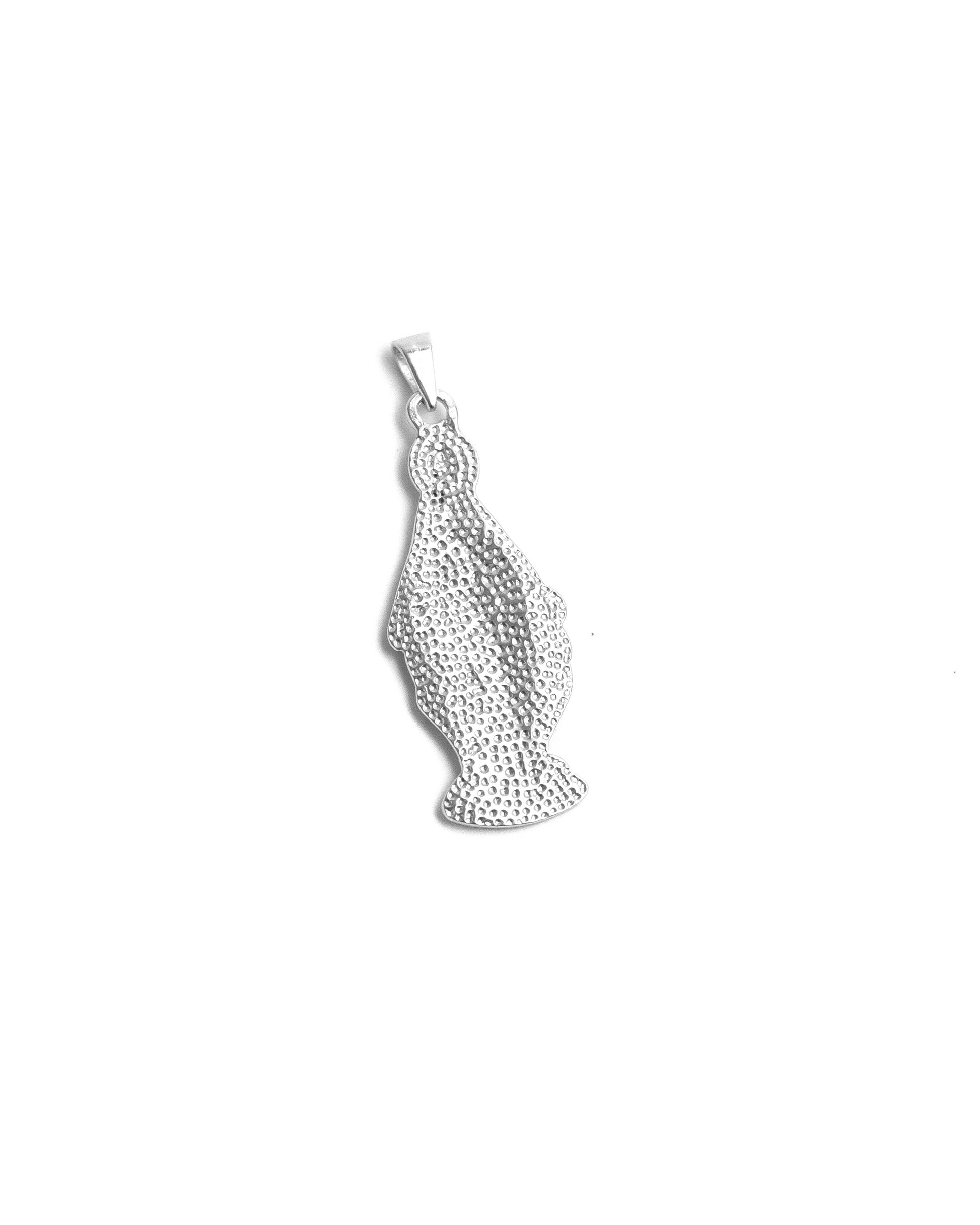 Virgin Mary Silver Pendant textured back side