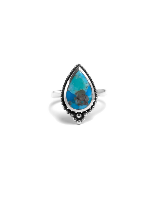 Teardrop Turquoise Ring in Silver