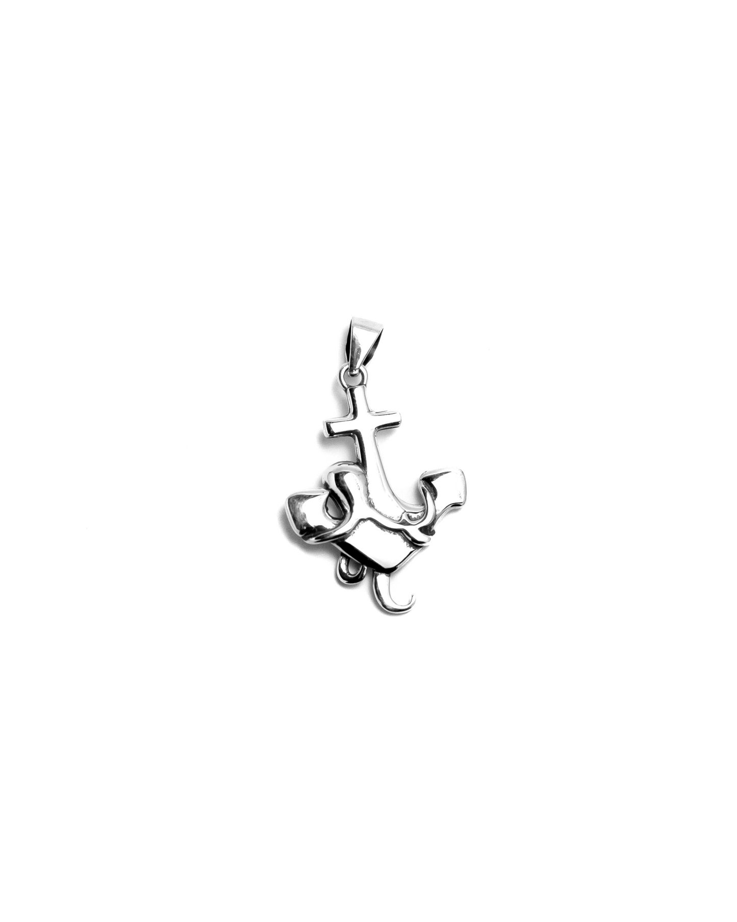 anchor and octopus silver pendant